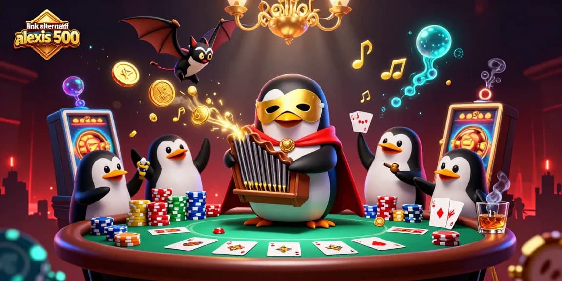 Engage with the thrilling link alternatif alexis 500 scene showcasing cartoon characters and gambling elements