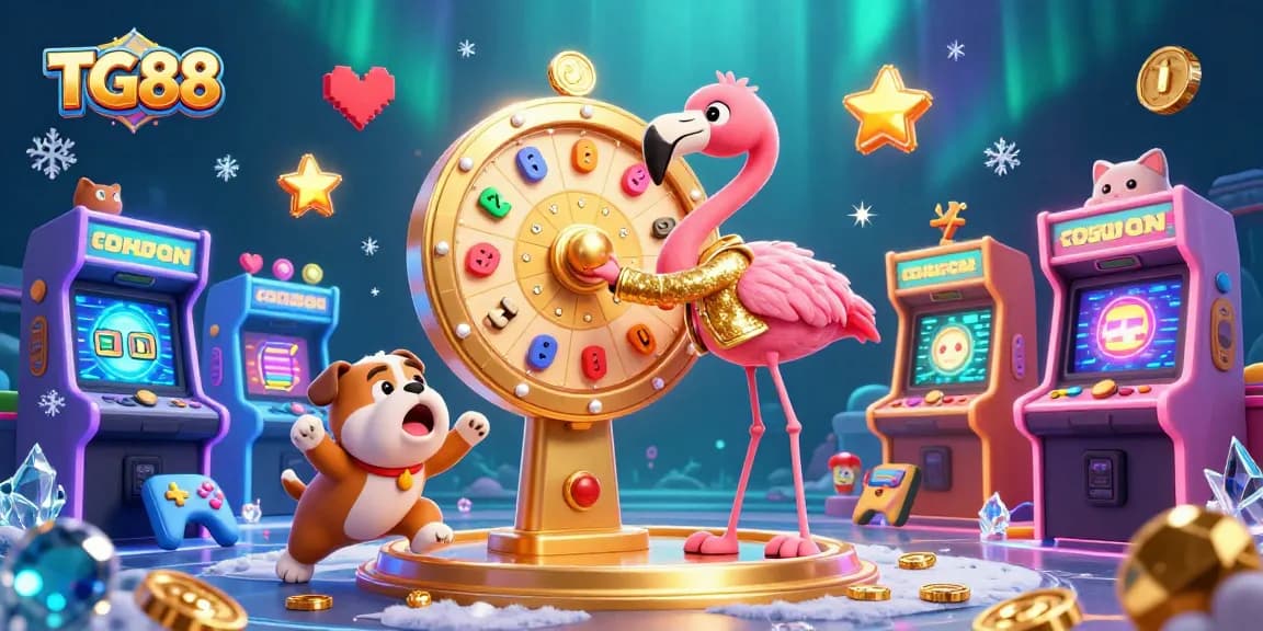 Experience winning moments at TG88 with this vibrant casino-themed illustration, showcasing excitement and gaming energy.
