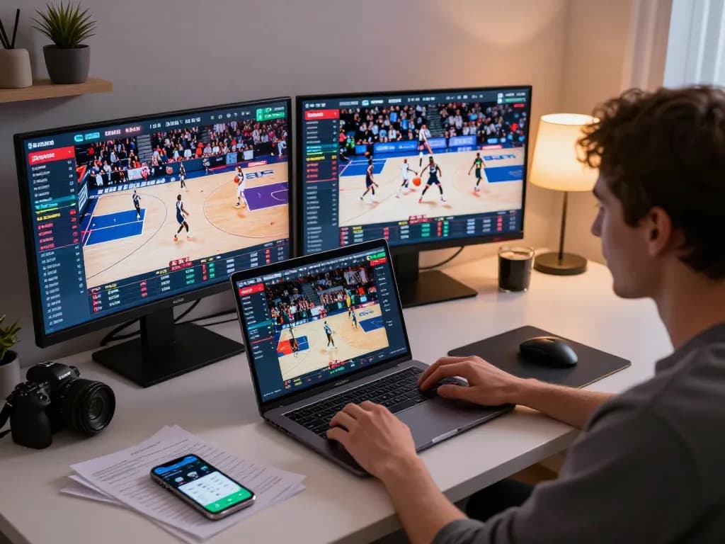 Engaging moment at nhà cái 88aa showing online sports betting on multiple screens with live matches.