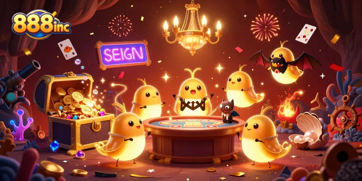 Experience thrilling gaming at 888inc's vibrant cave casino featuring glowing elements and rich decorations.