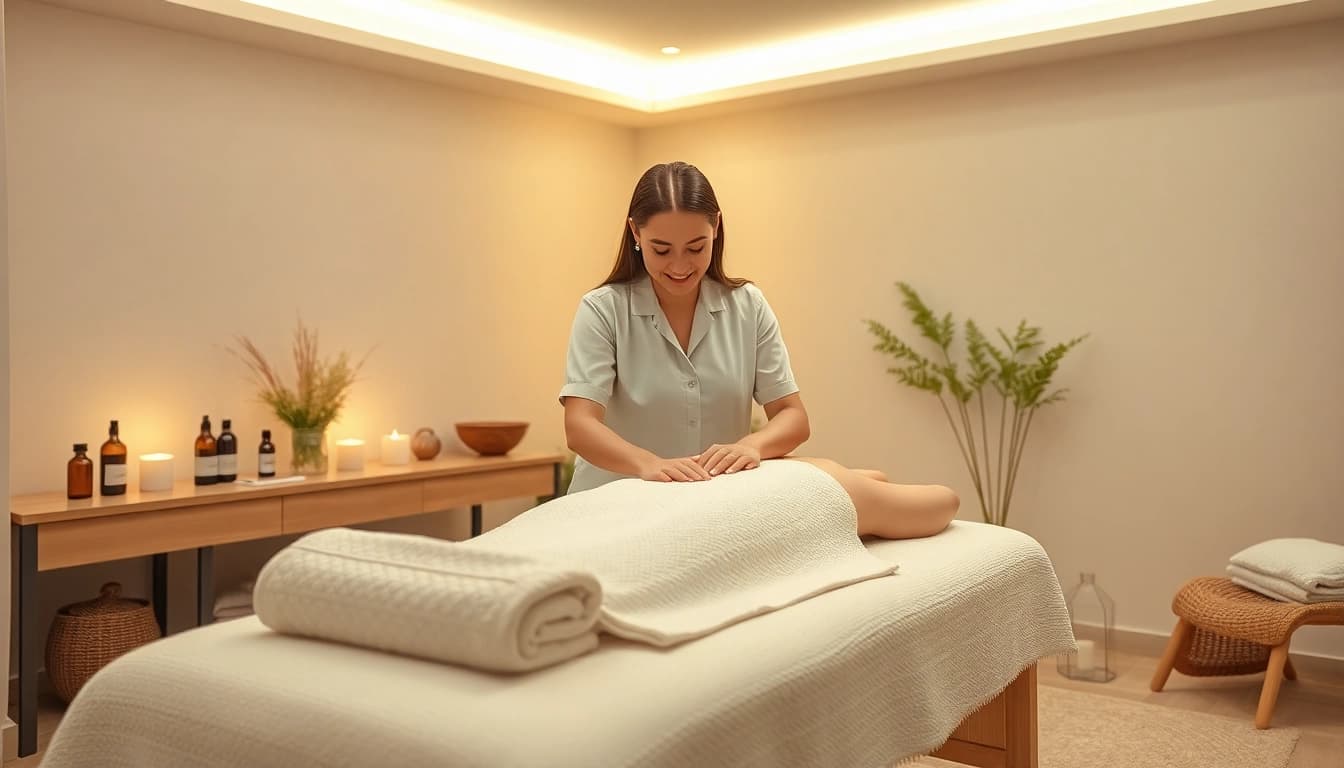 평택출장마사지 service with a young therapist providing a calming home massage experience.