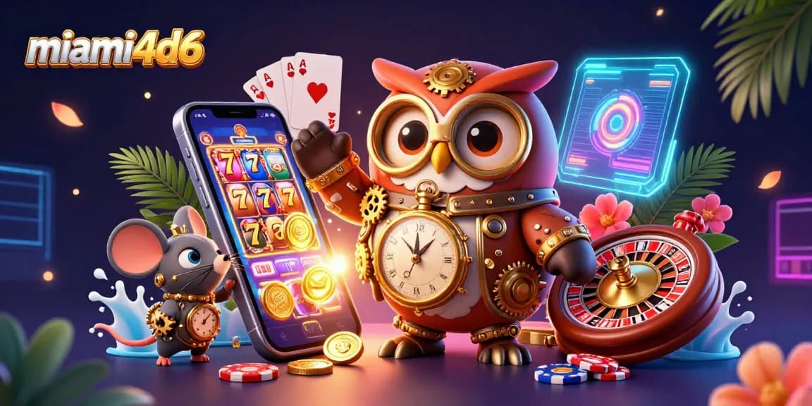 Engage players with miami4d6's vibrant slot gaming experience shown in a colorful 3D illustration.