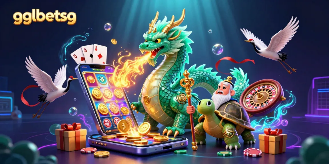 Bet on gaming excitement with gglbetsg, featuring a majestic jade dragon and vibrant gaming symbols.