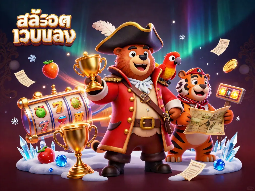 Engaging scene with slot reels and characters showcasing สล็อตเว็บตรง gambling excitement and dynamic action.