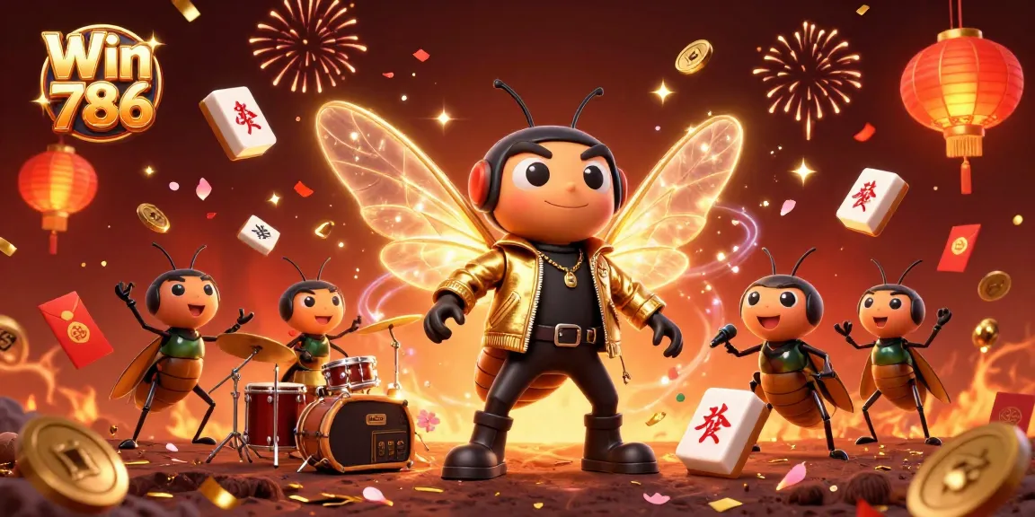 Experience the thrills of Win 786 with a vibrant 3D casino celebration featuring energetic characters and lucky symbols.