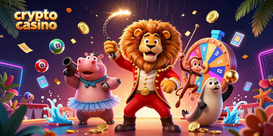 Engage in a vibrant crypto casino scene with Bitcoin characters and dynamic gameplay elements.