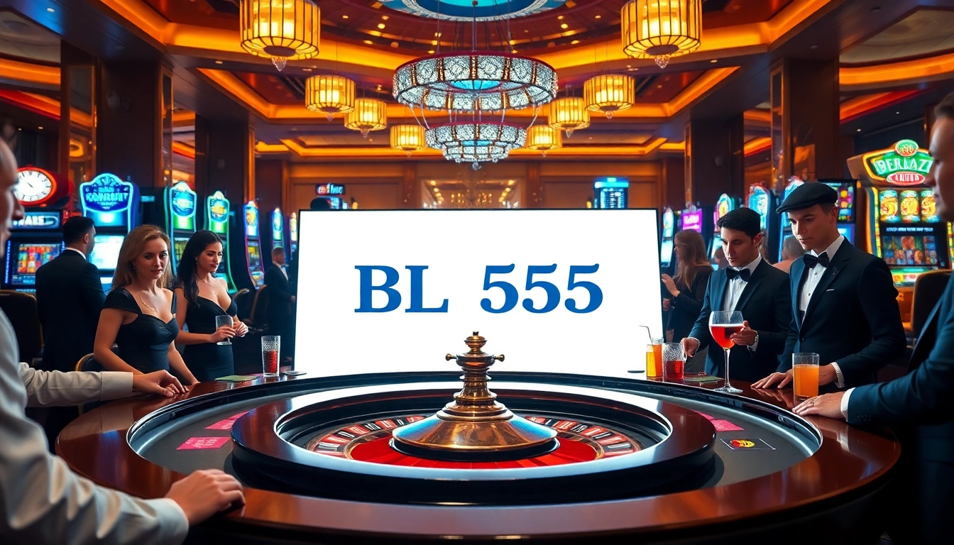 Experience the thrill of gambling at BL555 with a vibrant casino scene filled with excitement.