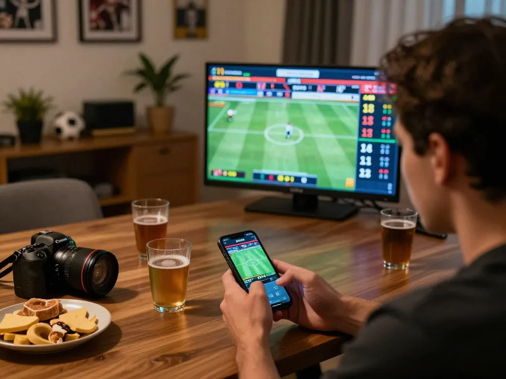 Engaging in live sports betting through Fokus777 mobile app during a game.