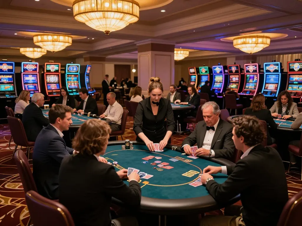 kkwin players enjoying high-stakes poker at a luxury casino with stunning ambiance