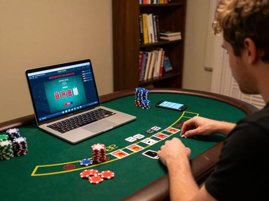 Participating in an online blackjack game on Da88 platform with engaging interface and colorful chips.