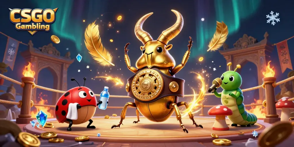 Engage in CSGO Gambling with a dynamic 3D illustration showcasing vibrant characters and casino elements.
