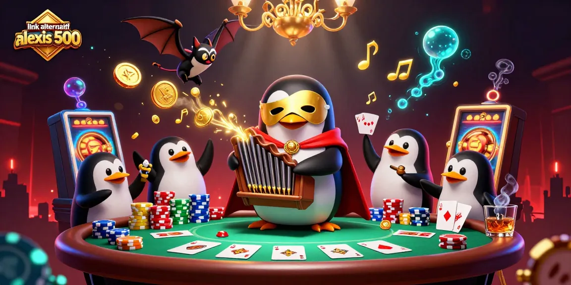 Engage with the thrilling link alternatif alexis 500 scene showcasing cartoon characters and gambling elements