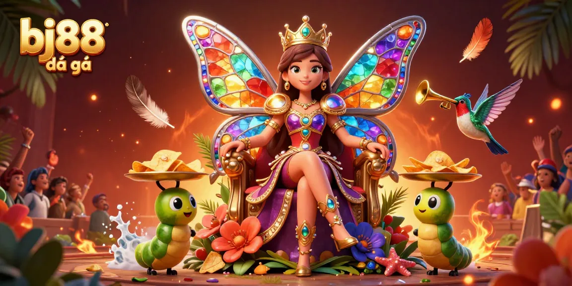 Engage with thrilling bj88 đá gà action as the butterfly queen presides over the colorful arena.