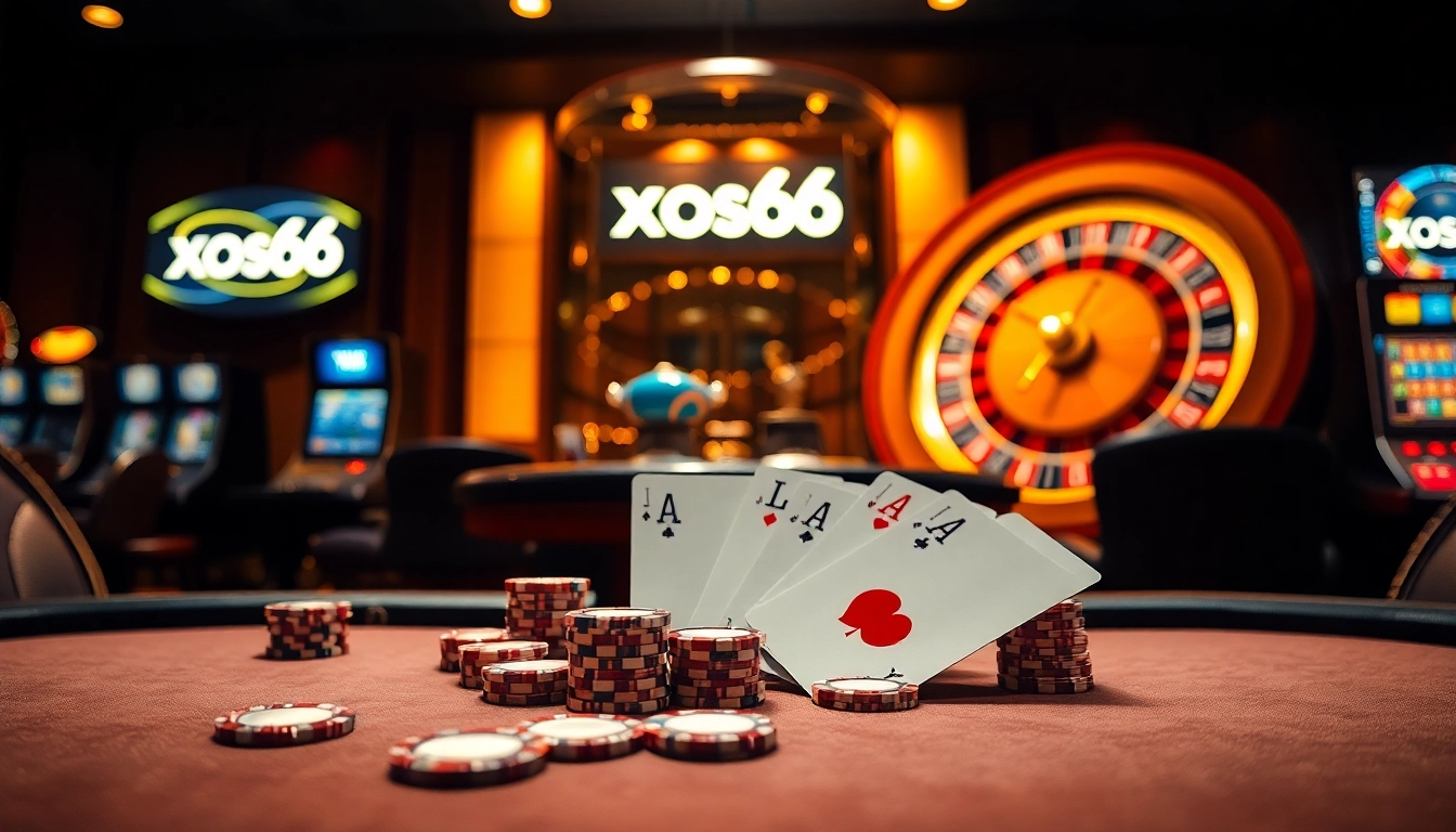 Players engaging in exciting games at xoso66 casino with vibrant tables and professional ambiance.