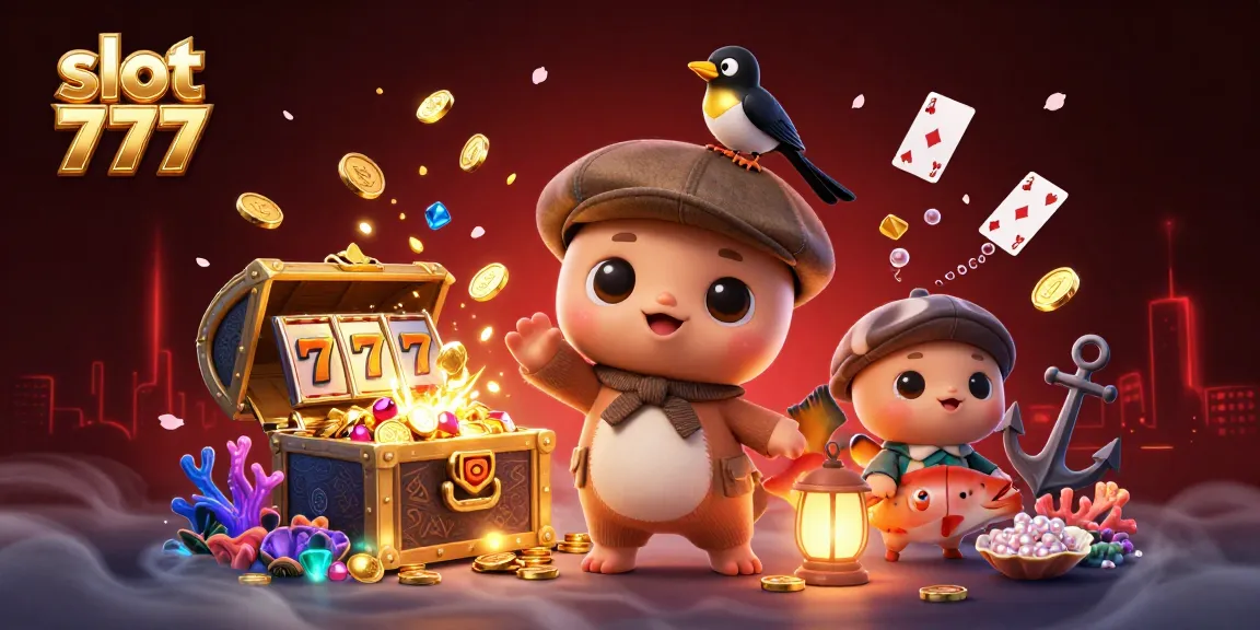 Experience the excitement of slot 777 with vibrant 3D characters amidst dynamic casino elements.