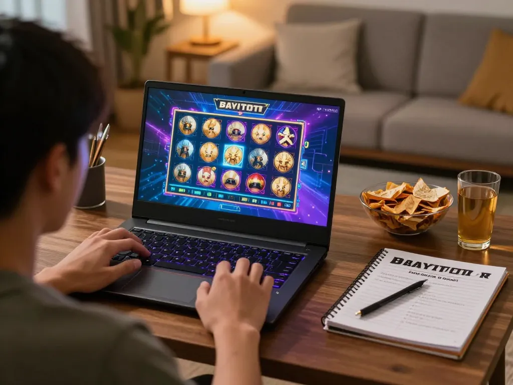 Pemain yang terlibat menikmati permainan slot yang mendebarkan di platform BAYITOTO dengan visual yang cerah
