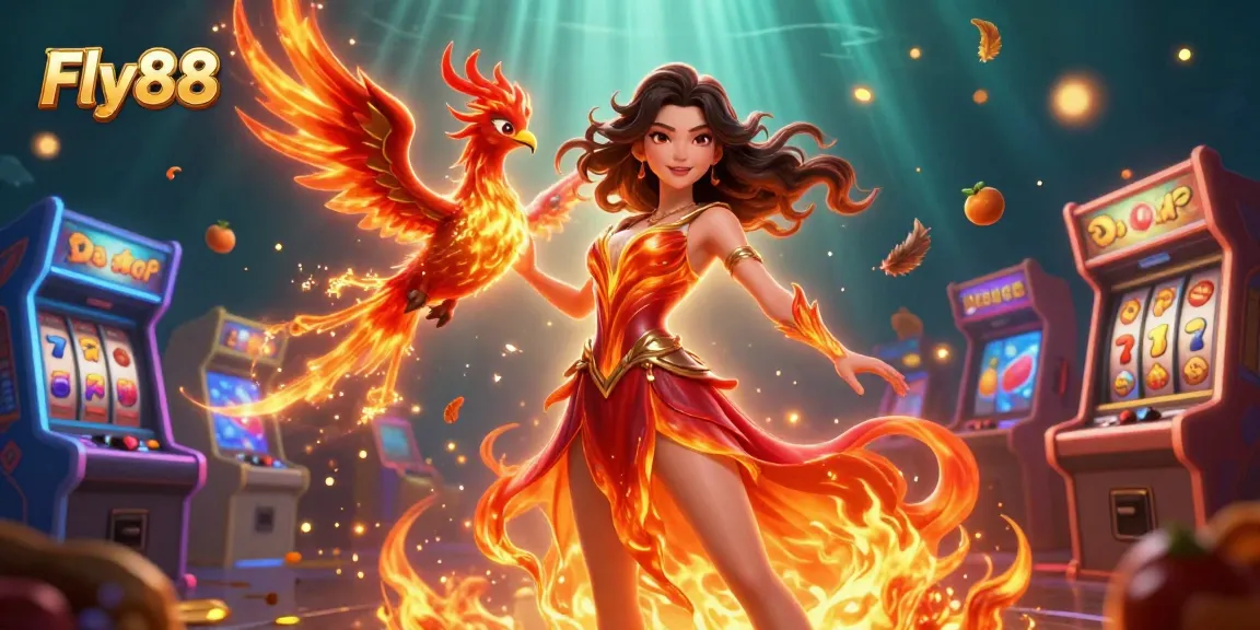 Experience Fly88's vibrant online casino action with dynamic slot machines and engaging characters.