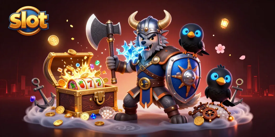 Putar slot yang menarik dengan karakter Viking dan harta karun di latar belakang yang berwarna-warni.