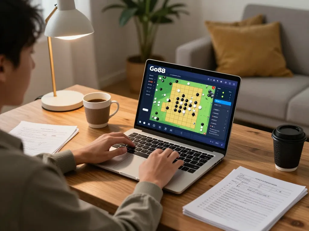 Engage in thrilling gameplay when you play Go88 on a spacious gaming setup at home.