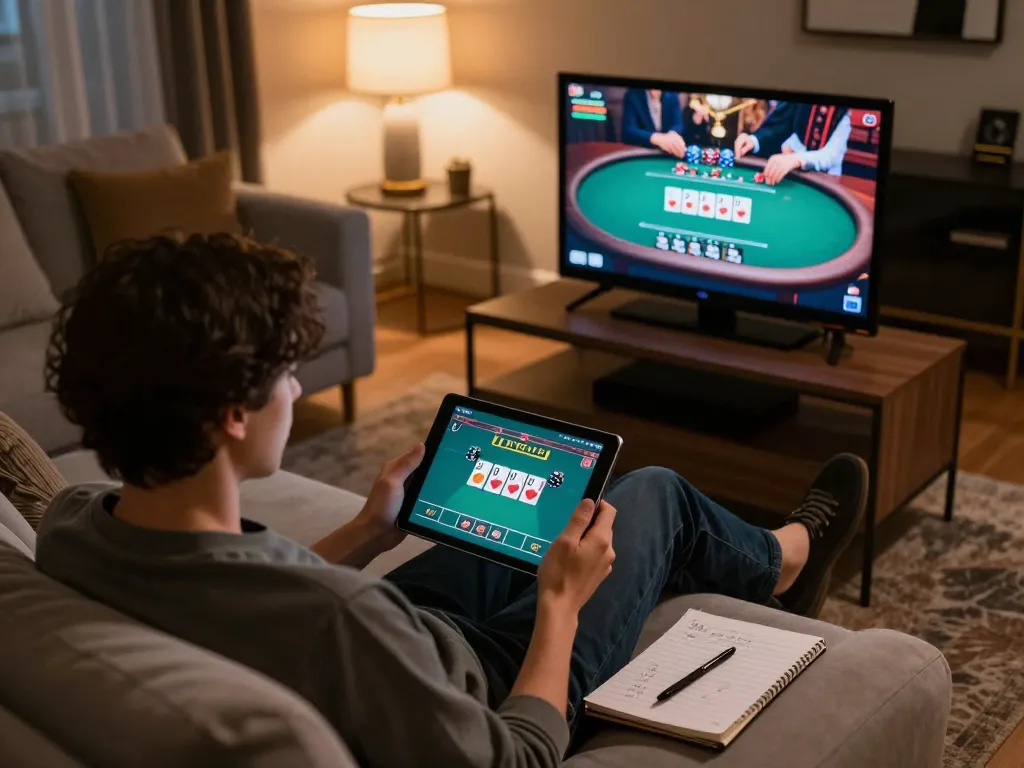 Experience ดูหนังออนไลน์ฟรี as players engage in online poker with a vibrant gaming atmosphere and strategic preparation.