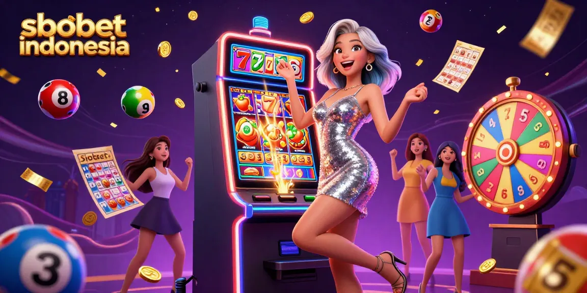 Experience high-stakes excitement with sbobet indonesia at a vibrant virtual casino, surrounded by dynamic gaming elements.