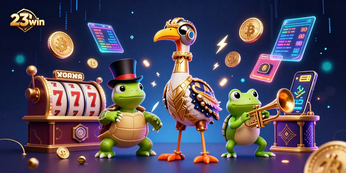 Win big with 23win in this dynamic casino illustration full of action!