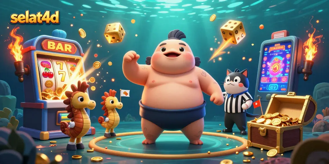 Experience the excitement of selat4d with dynamic cartoon characters and an explosive jackpot scene.