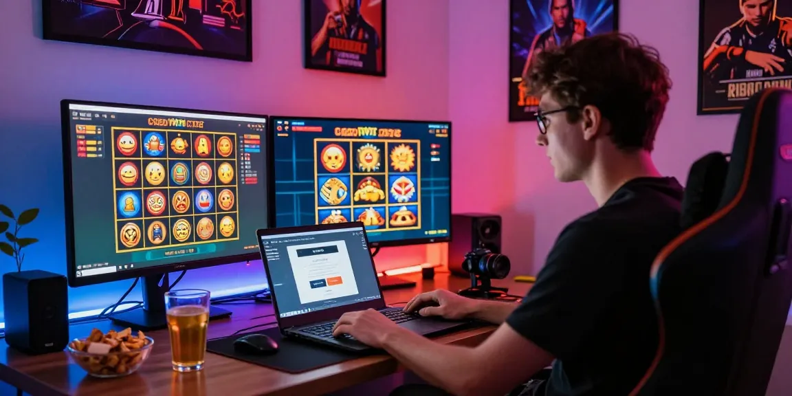 Engaging home gaming setup showcasing credit card casinos at https://dea.org.uk with vibrant casino game elements and player interaction.