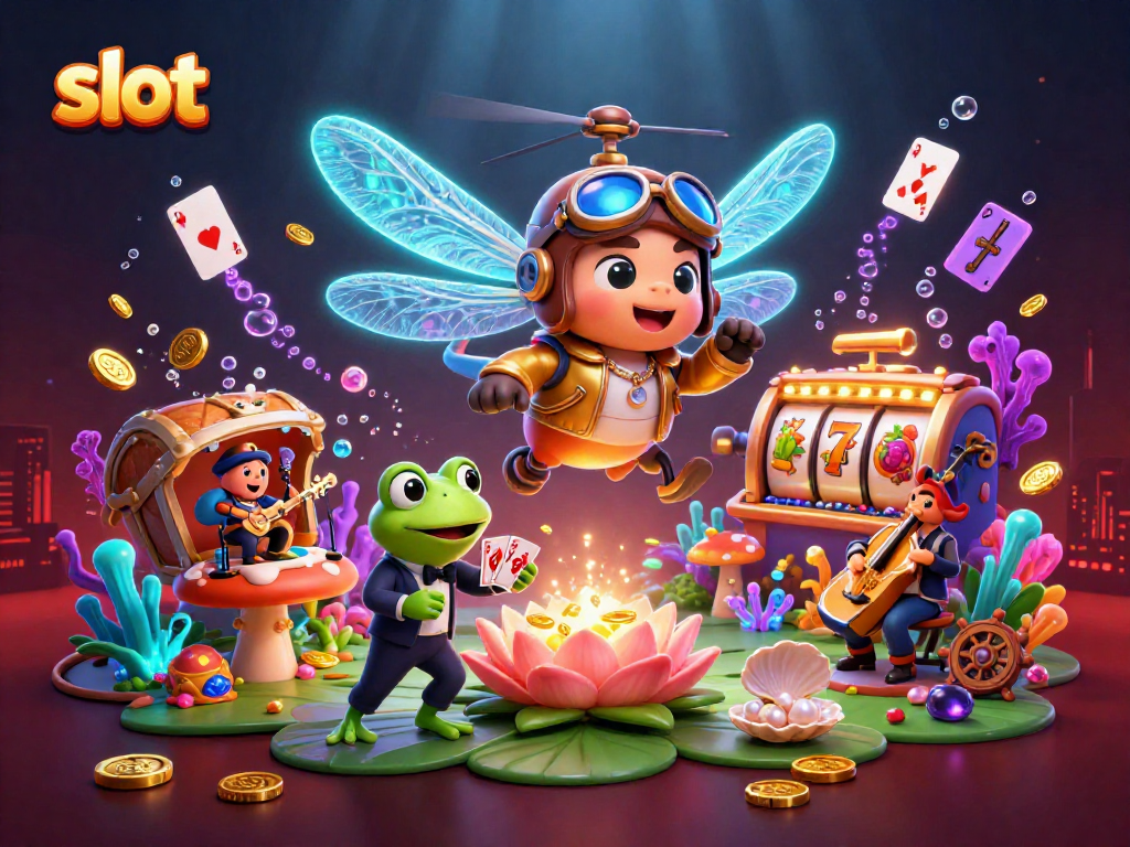 Slot yang menampilkan kasino lilypad penuh dengan koin emas dan simbol buah.
