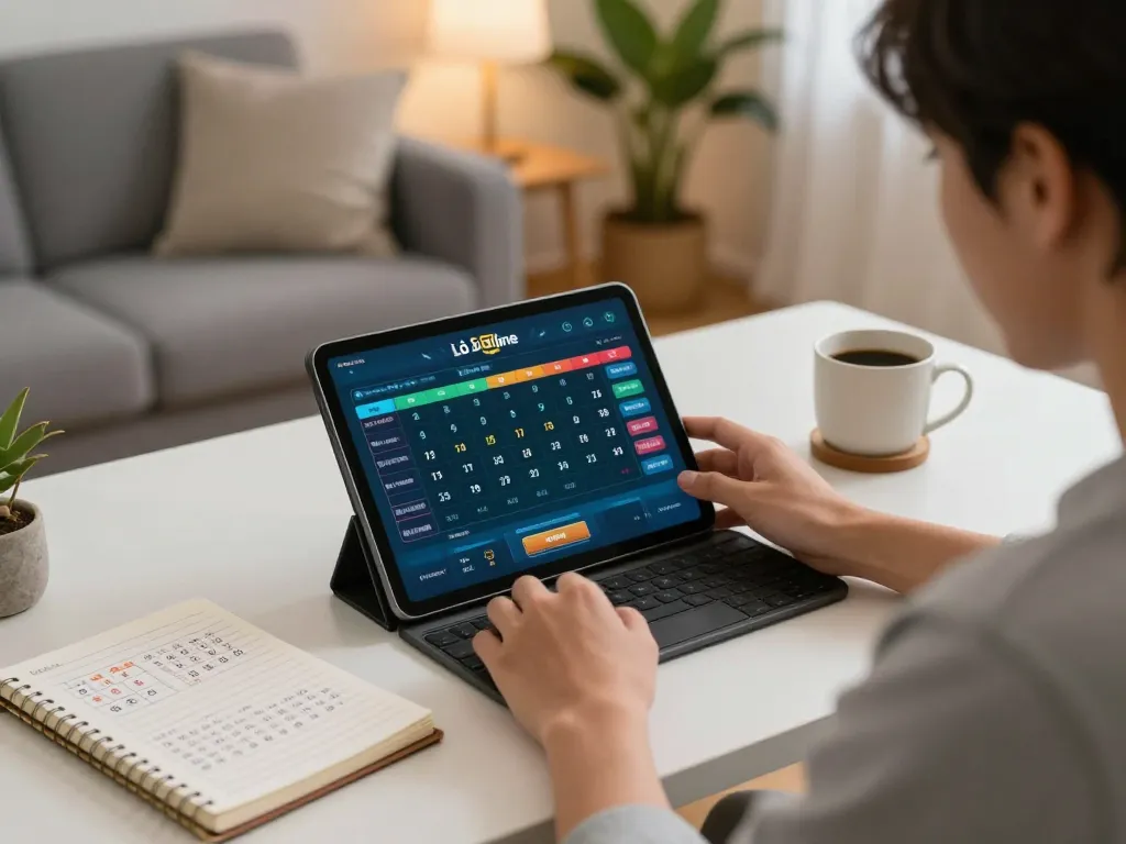 Lô đề online gaming on a tablet in a cozy home setting, showcasing friendly competition and strategic planning.