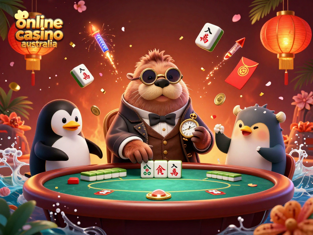 Experience the thrill of an online casino Australia scene with colorful 3D poker characters engaging in a lively game.