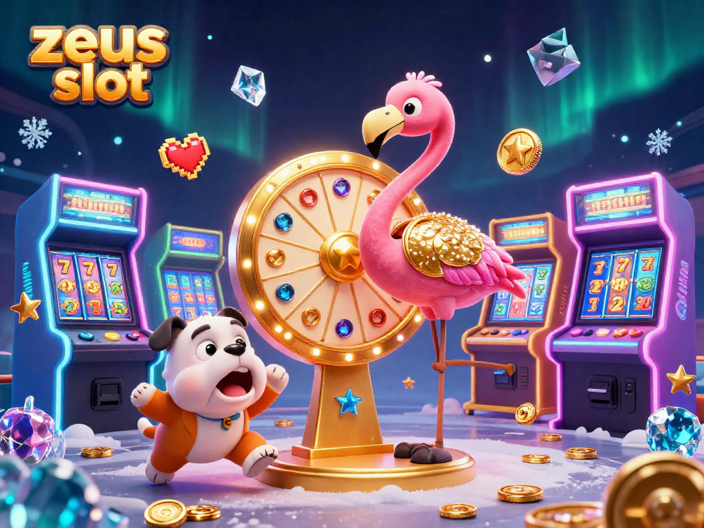 Play zeus slot with excitement as the animated characters reveal prizes and colorful games surround them.