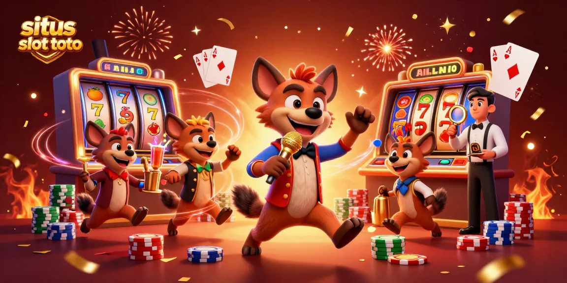 Situs slot toto brings exciting slot game action with hyenas in a vibrant casino setting.