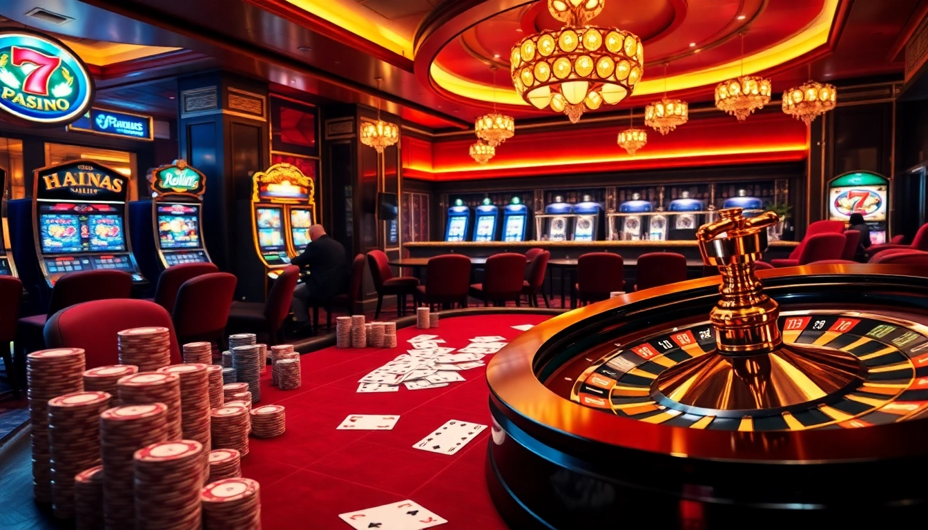 Experience intense poker action at FB68 with stacks of chips and a luxurious casino setting.