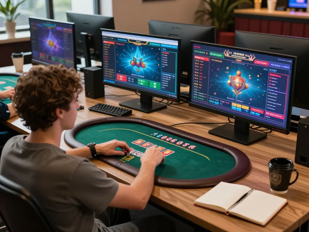 Engaging gameplay at LV88 online casino, showcasing interactive poker action and modern home setup.
