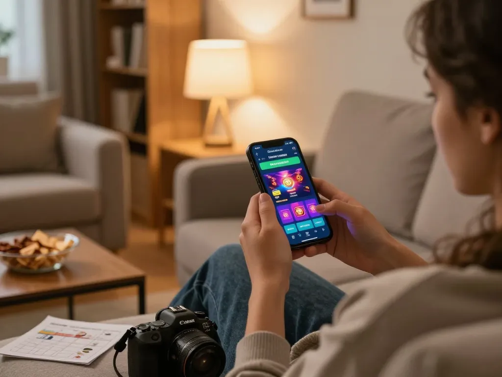 Terlibat dalam Situs Judi Online, seorang pemain menggunakan aplikasi mobile untuk menikmati permainan kasino secara real-time di rumah.