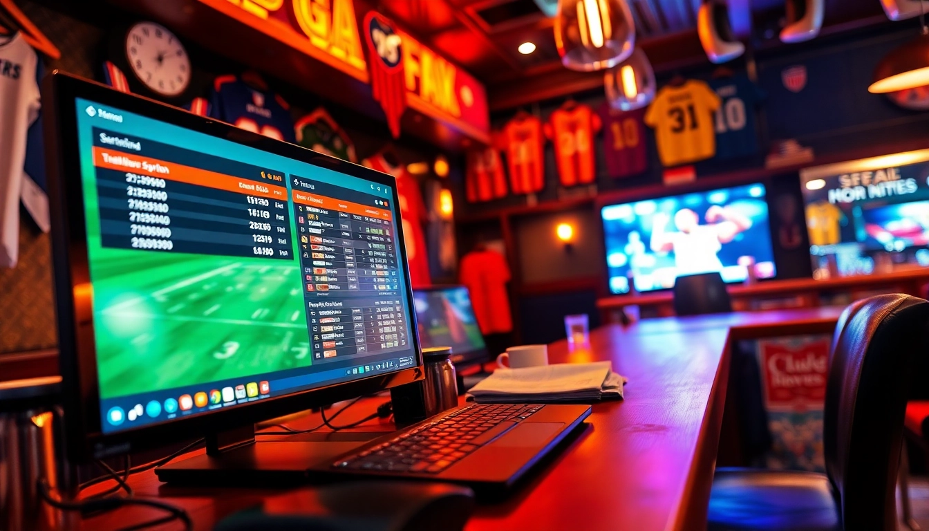 Engaging online betting setup featuring a desktop screen with live game stats for an energetic experience.