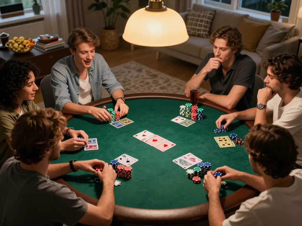 XX88 poker night with friends enjoying a friendly game in a cozy home atmosphere
