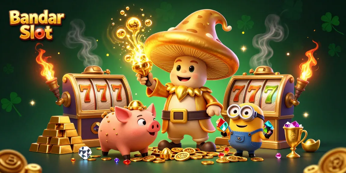 Menangkan jackpot di Bandar Slot dengan ilustrasi karakter kucing ajaib dan berbagai harta karun.