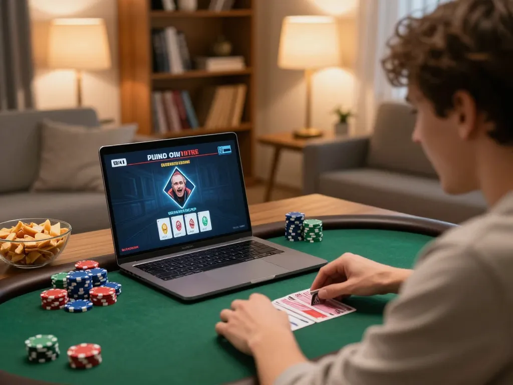 Engaging gameplay on iwin 68 while playing poker online in a cozy living room setting