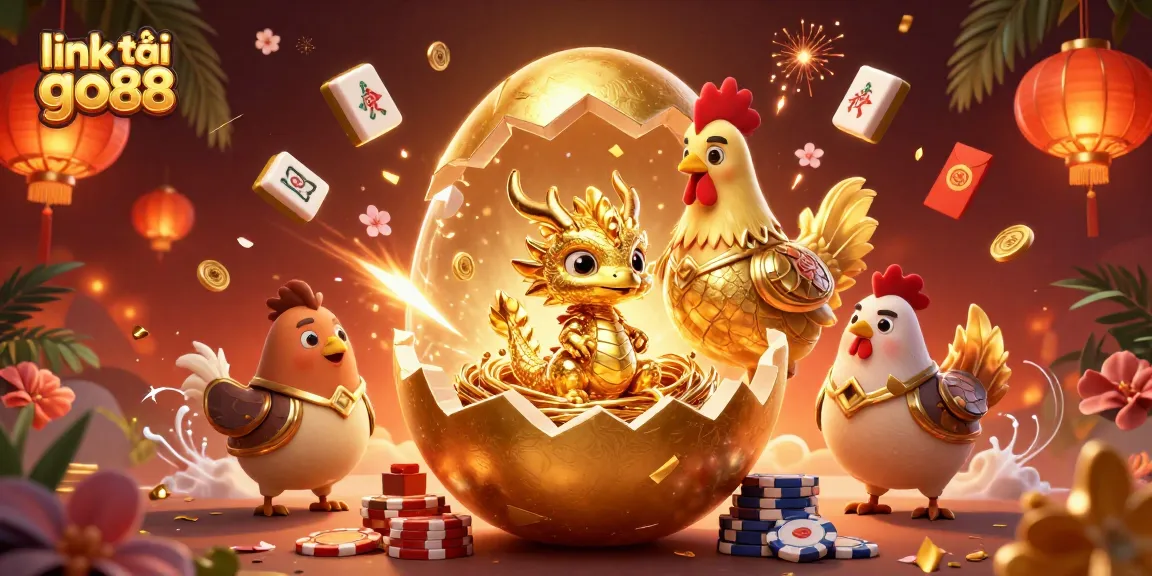 Win big with the exciting link tải go88 showcasing a golden dragon and gambling elements in a lively casino scene.