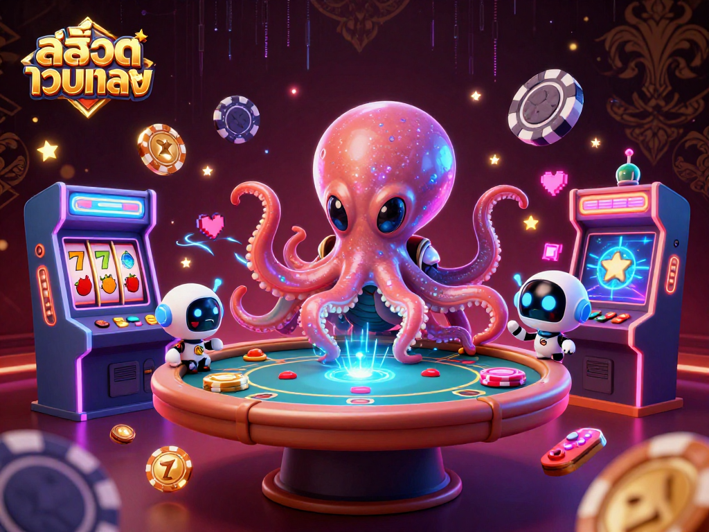 Experience thrilling gameplay with สล็อตเว็บตรง at a floating holographic poker table with a unique alien twist.