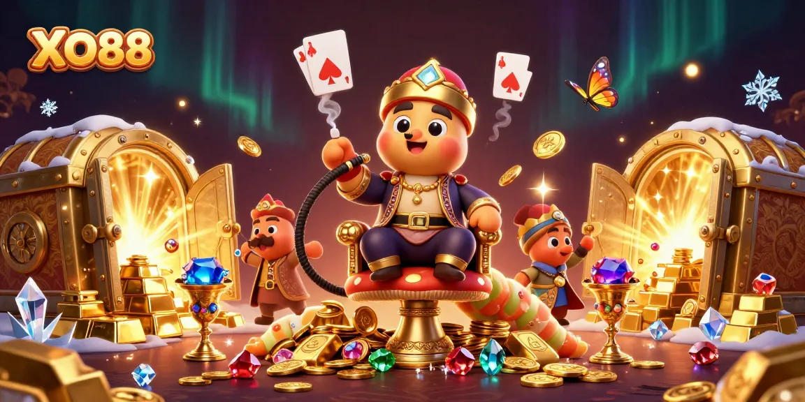 Experience thrill with XO88's engaging gaming scene featuring vibrant characters and exciting casino elements.
