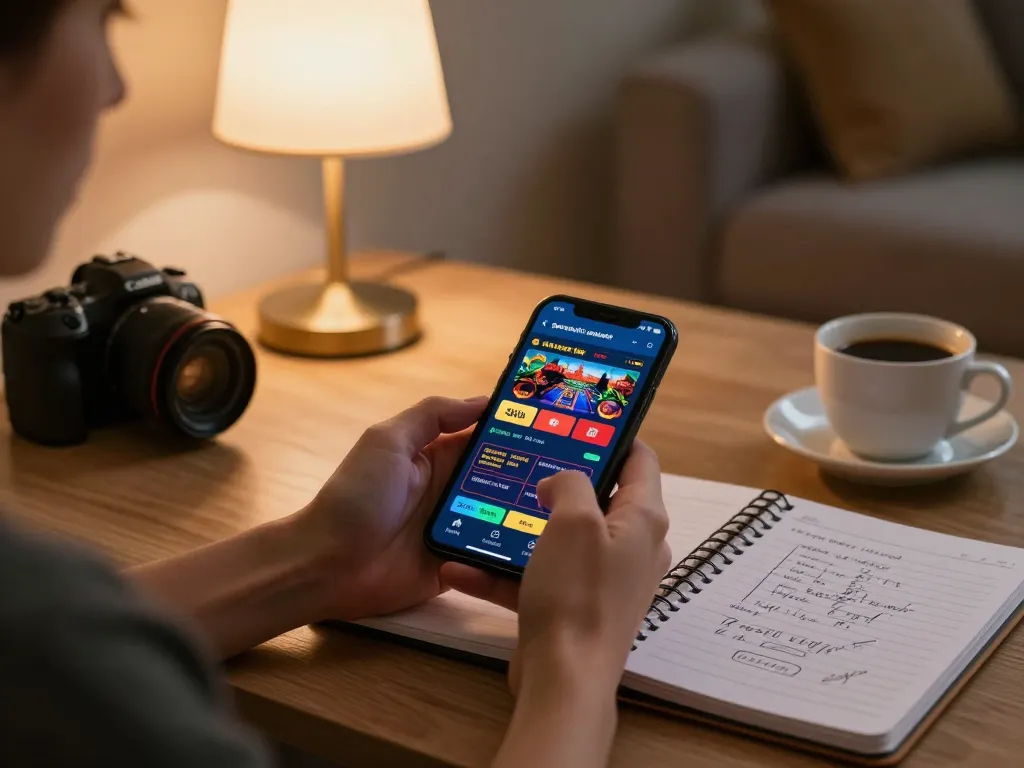 Player analyzing strategies during online gaming session with go89 app in cozy atmosphere