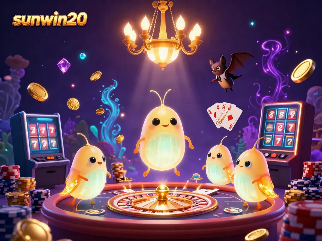 Experience the vibrant underwater casino ambiance of sunwin20, illuminated by glowworms and shimmering treasures.