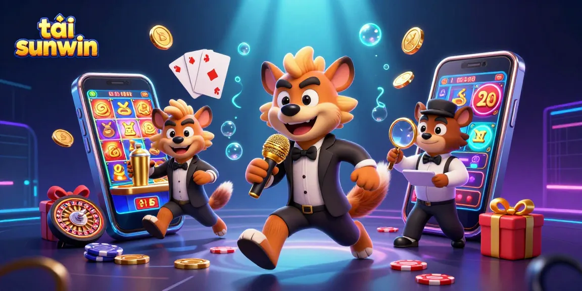 Join the fun with tải sunwin at a lively casino featuring hyenas enjoying games, drinks, and shows.