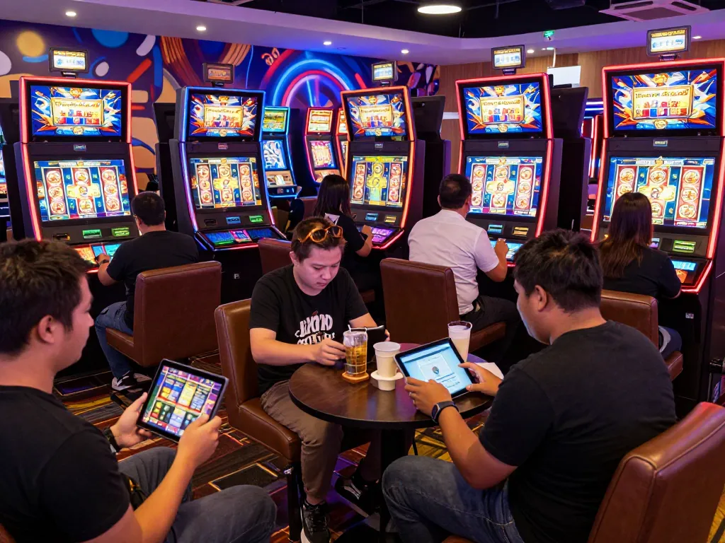 Adegan permainan dinamis yang menampilkan pemain menikmati slot laoban188 online dalam suasana kasino virtual yang menarik.