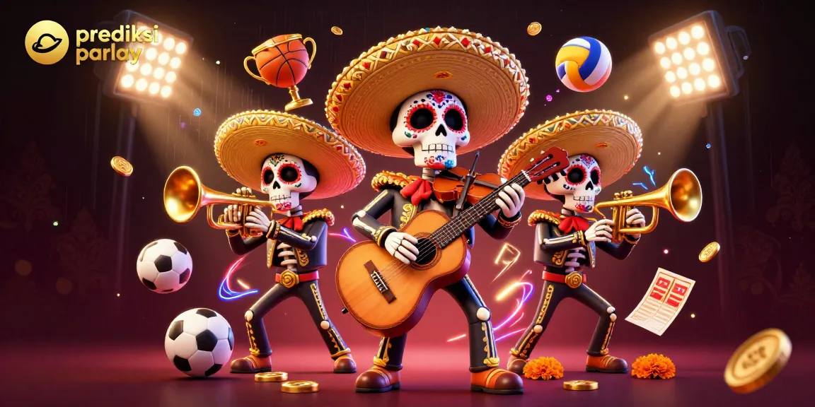 Experience thrilling prediksi parlay insights with a vibrant 3D mariachi sports scene.