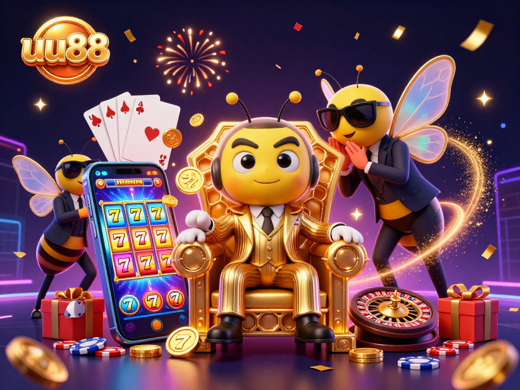 Spin the reels with uu88's vibrant slot game illustration full of excitement.