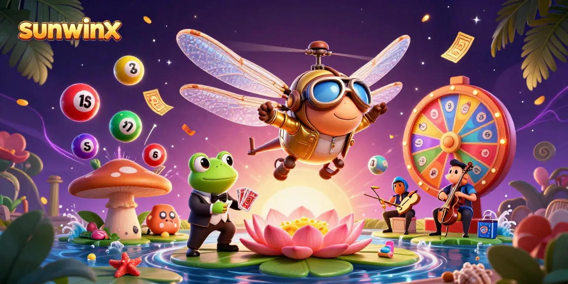 Experience thrilling gameplay with sunwinx at a vibrant lily pad casino with animated characters and dynamic elements.